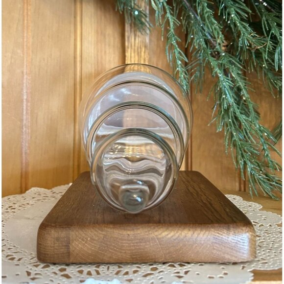 Vintage Libbey Clear Glass Medium Christmas Tree Jar Containers Plastic Bottom - Picture 2 of 4